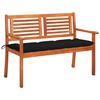 vidaXL Banco de jardim 2 lugares c/ almofad&atilde;o 120 cm eucalipto maci&ccedil;o