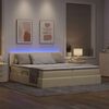 vidaXL Cama com luzes de tira LED Creme 180 x 200 cm tecido