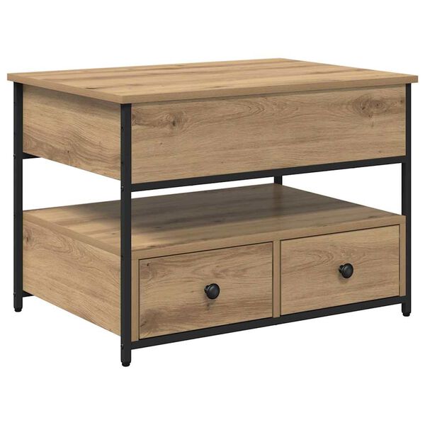 vidaXL Mesa de centro com gaveta Carvalho Artesanal 70 x 50 x 54.5 cm