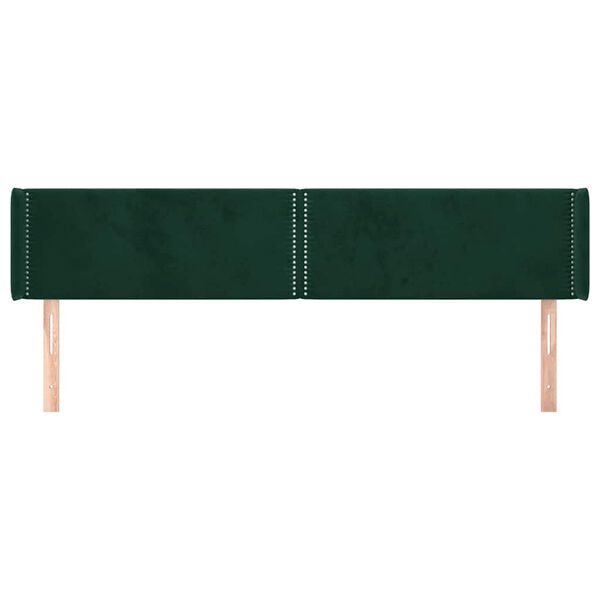 vidaXL Cabeceira de cama c/ abas veludo 203x16x78/88cm verde-escuro