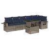 vidaXL Conjunto de sof&aacute; de jardim com 7 pe&ccedil;as e almofadas em rattan sint&eacute;tico cinza
