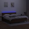 vidaXL Cama box spring c/ colch&atilde;o/LED 160x200cm tecido castanho-escuro