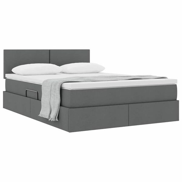 vidaXL Cama com arruma&ccedil;&atilde;o e colch&atilde;o Cinza Escuro 140 x 200 cm