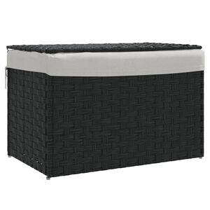 vidaXL Cesto para roupa suja com tampa 55,5x35x34 cm vime PE preto