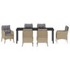 vidaXL Conjunto de Jantar para Jardim com almofada 7 pcs Bege vime PE