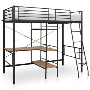 vidaXL Beliche com secret&aacute;ria 90x200 cm metal cinzento