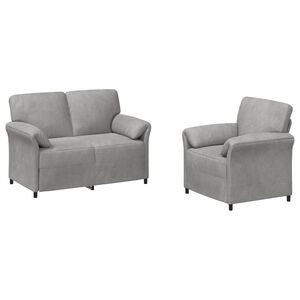 vidaXL Conjunto de Sof&aacute;s 2 unid. Cinzento-claro Veludo
