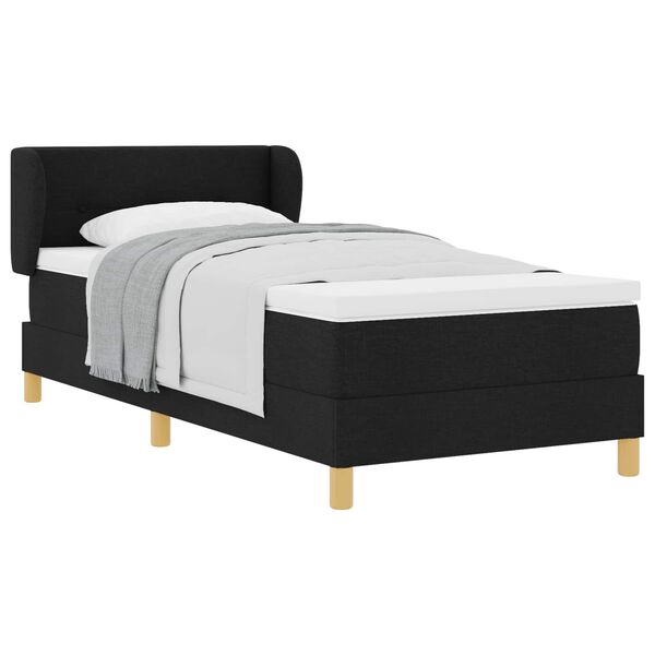 vidaXL Cama Box com colch&atilde;o com cabeceira Preto 90 x 190 cm tecido