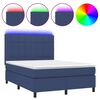 vidaXL Cama box spring c/ colch&atilde;o e LED 140x190 cm tecido azul
