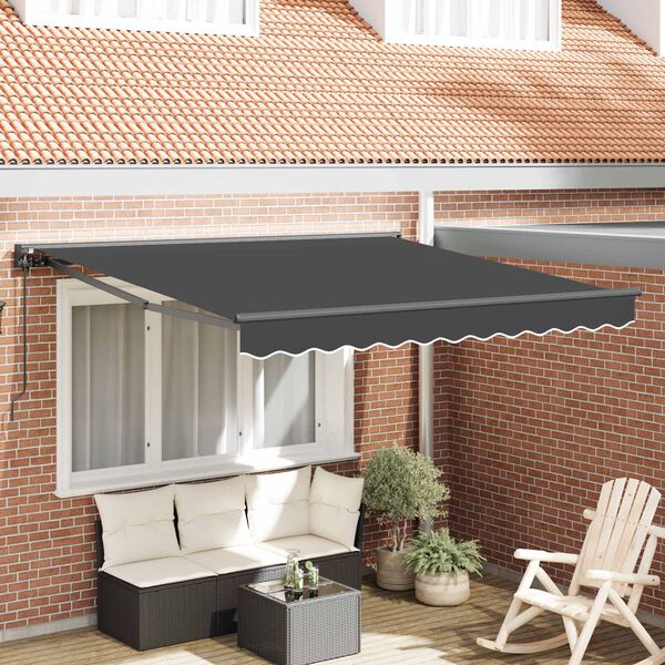vidaXL Toldo Retr&aacute;til Manual Antracite 300 x 250 cm Alum&iacute;nio e Tecido