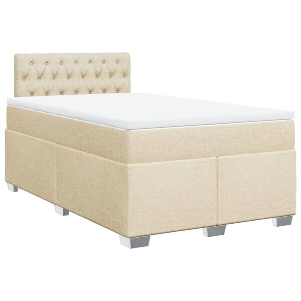 vidaXL Cama boxspring com colchão 120x190 cm tecido cor creme