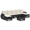 vidaXL Conjunto de Sof&aacute; de Jardim 8 pcs Preto e Branco Creme vime PE