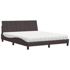 vidaXL Cama com colch&atilde;o Hanko 160x200 cm tecido castanho-escuro