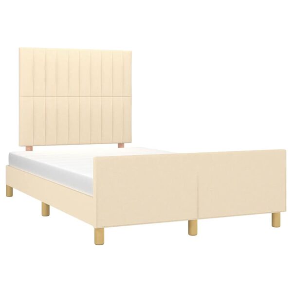 vidaXL Estrutura de cama sem colch&atilde;o 120x200 cm tecido cor creme