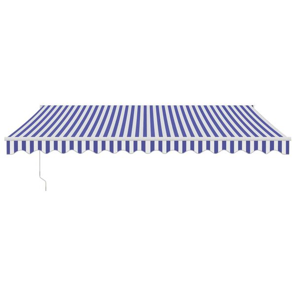 vidaXL Toldo retr&aacute;til autom&aacute;tico com 4x3 m azul e branco