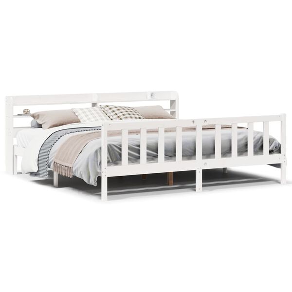 vidaXL Cama sem colch&atilde;o 180x200 cm madeira de pinho maci&ccedil;a branco
