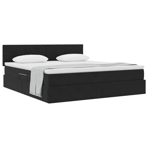 vidaXL Cama com Armazenamento com colch&atilde;o Preto 180 x 200 cm Veludo