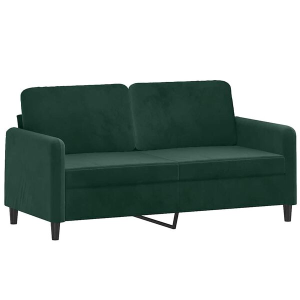vidaXL Sof&aacute; 2 lug. c/ almofadas decorativas 140cm veludo verde-escuro