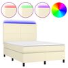 vidaXL Cama box spring c/ colch&atilde;o/LED 140x200cm couro artificial creme