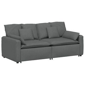 vidaXL Sof&aacute; modular com almofadas cinzento-escuro