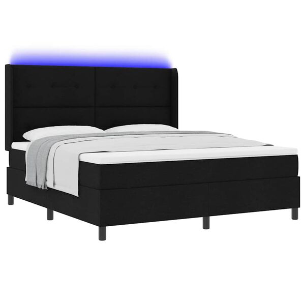 vidaXL Cama Box Spring LED com colch&atilde;o Preto 180 x 200 cm tecido