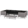 vidaXL 7 pcs conj. lounge jardim c/ almofad&otilde;es vime PE cinzento-escuro
