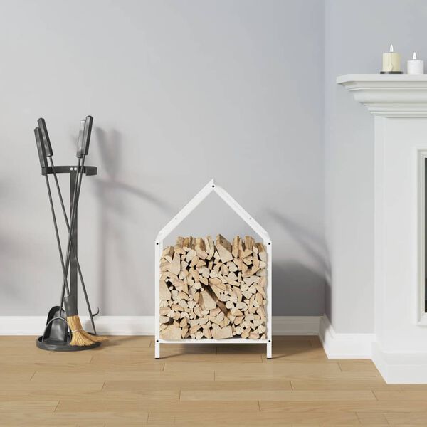 vidaXL Suporte para lenha 40x25x60 cm a&ccedil;o laminado a frio branco