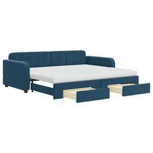 vidaXL Sof&aacute;-cama com gavet&atilde;o e gavetas 90x200 cm veludo azul