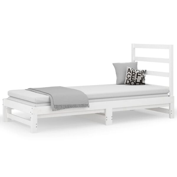 vidaXL Sofá-cama de puxar 2x(90x200) cm pinho maciço branco