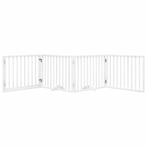 vidaXL Port&atilde;o p/ c&atilde;es com porta dobr&aacute;vel 4 pain&eacute;is 320 cm &aacute;lamo branco