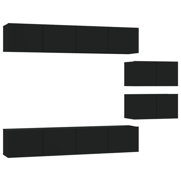 vidaXL Conjunto m&oacute;veis de TV 6 pcs madeira processada preto