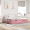moldura de cama otomana vidaXL com colch&atilde;o rosa 200x200cm Veludo