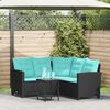 vidaXL Sof&aacute; de jardim 2 pcs Preto e Turquesa Rattan Sint&eacute;tico