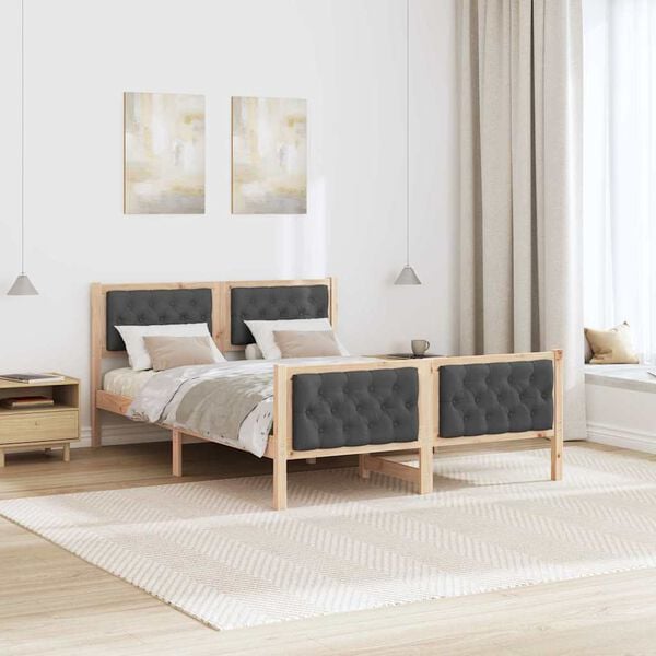 vidaXL Estrutura da Cama com cabeceira Cinza Escuro 140 x 190 cm