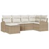 vidaXL Conjunto de Sof&aacute; de Jardim 6 unid. Bege vime PE