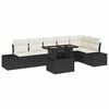 vidaXL Conjunto de Sof&aacute; de Jardim 7 unid. Preto e Creme vime PE