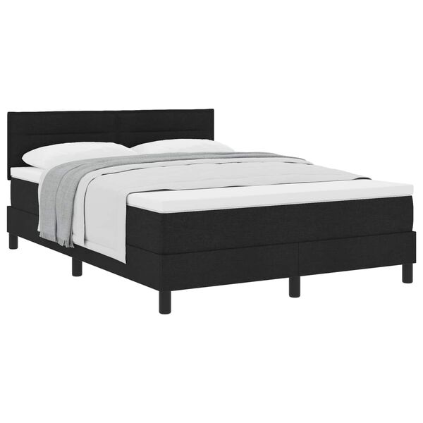 vidaXL Cama Box com colch&atilde;o com cabeceira Preto 140 x 200 cm tecido