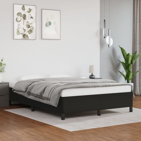vidaXL Estrutura de cama 140x190 cm couro artificial preto