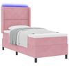 vidaXL Cama Box com colch&atilde;o com led Rosa 90 x 200 cm Veludo