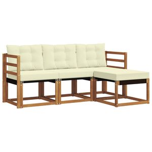 vidaXL Conjunto de Sof&aacute;s para Exterior 4 pcs Natural e Creme