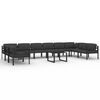 vidaXL 11 pcs conjunto lounge jardim com almofad&otilde;es alum&iacute;nio antracite