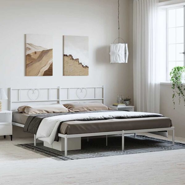 vidaXL Estrutura de cama com cabeceira 183x213 cm metal branco