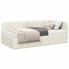 vidaXL Estrutura de Cama de Canto com colch&atilde;o Creme 90 x 200 cm Veludo