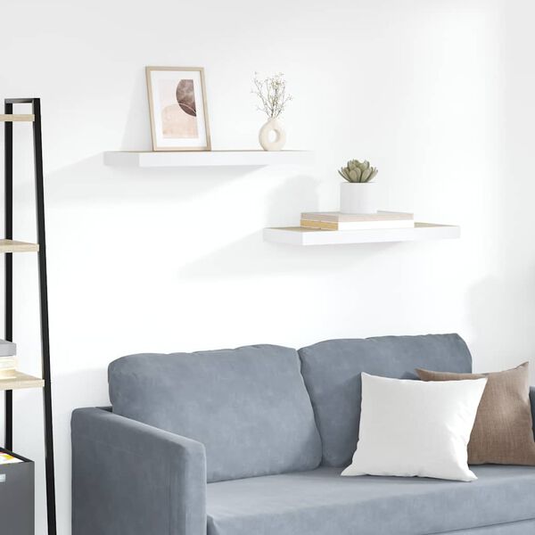vidaXL Prateleiras parede 2 pcs 60x23,5x3,8 cm MDF carvalho e branco