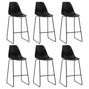 vidaXL Cadeiras de bar 6 pcs pl&aacute;stico preto