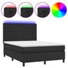 vidaXL Cama box spring c/ colch&atilde;o/LED 140x200cm couro artificial preto