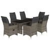 vidaXL 7 pcs conjunto bistr&ocirc; de jardim c/ almofad&otilde;es vime PE cinza