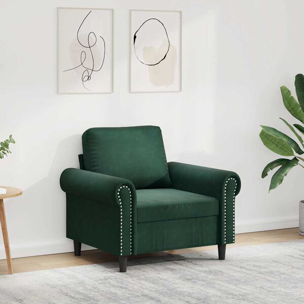 vidaXL Poltrona 60 cm veludo verde-escuro