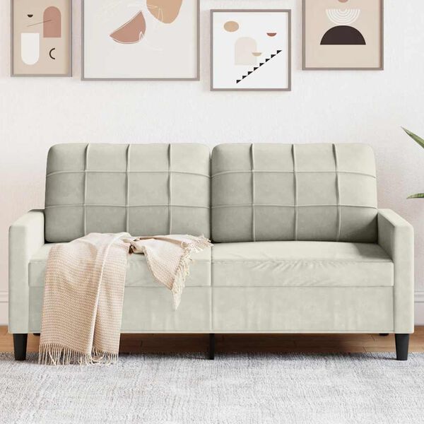 vidaXL Sof&aacute; de 2 lugares veludo 140 cm cor creme