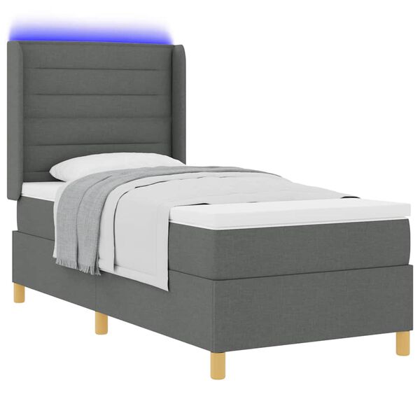 vidaXL Cama Box com colch&atilde;o com cabeceira Cinzeto 90 x 190 cm tecido
